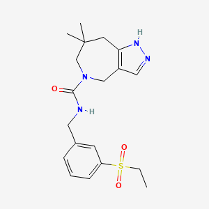 molecular formula C19H26N4O3S B7011885 N-[(3-ethylsulfonylphenyl)methyl]-7,7-dimethyl-1,4,6,8-tetrahydropyrazolo[4,3-c]azepine-5-carboxamide 
