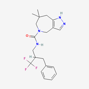 molecular formula C20H25F3N4O B7011890 N-(2-benzyl-3,3,3-trifluoropropyl)-7,7-dimethyl-1,4,6,8-tetrahydropyrazolo[4,3-c]azepine-5-carboxamide 
