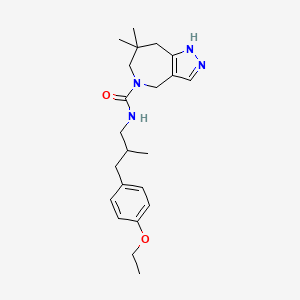 molecular formula C22H32N4O2 B7011919 N-[3-(4-ethoxyphenyl)-2-methylpropyl]-7,7-dimethyl-1,4,6,8-tetrahydropyrazolo[4,3-c]azepine-5-carboxamide 