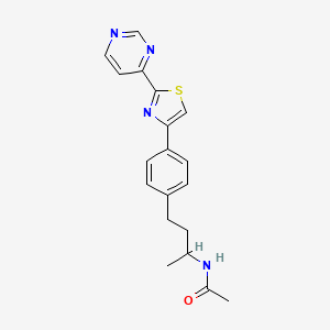 molecular formula C19H20N4OS B7011934 N-[4-[4-(2-pyrimidin-4-yl-1,3-thiazol-4-yl)phenyl]butan-2-yl]acetamide 
