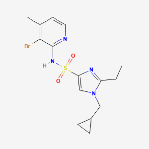 molecular formula C15H19BrN4O2S B7012034 N-(3-bromo-4-methylpyridin-2-yl)-1-(cyclopropylmethyl)-2-ethylimidazole-4-sulfonamide 