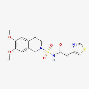molecular formula C16H19N3O5S2 B7012044 N-[(6,7-dimethoxy-3,4-dihydro-1H-isoquinolin-2-yl)sulfonyl]-2-(1,3-thiazol-4-yl)acetamide 