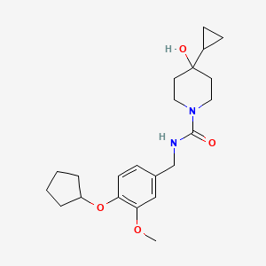molecular formula C22H32N2O4 B7012227 N-[(4-cyclopentyloxy-3-methoxyphenyl)methyl]-4-cyclopropyl-4-hydroxypiperidine-1-carboxamide 