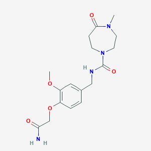 molecular formula C17H24N4O5 B7012240 N-[[4-(2-amino-2-oxoethoxy)-3-methoxyphenyl]methyl]-4-methyl-5-oxo-1,4-diazepane-1-carboxamide 