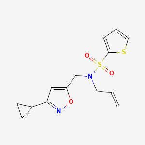 molecular formula C14H16N2O3S2 B7012340 N-[(3-cyclopropyl-1,2-oxazol-5-yl)methyl]-N-prop-2-enylthiophene-2-sulfonamide 
