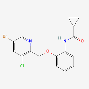 molecular formula C16H14BrClN2O2 B7012428 N-[2-[(5-bromo-3-chloropyridin-2-yl)methoxy]phenyl]cyclopropanecarboxamide 