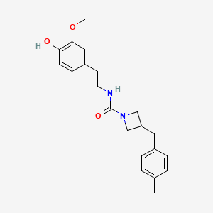 molecular formula C21H26N2O3 B7012661 N-[2-(4-hydroxy-3-methoxyphenyl)ethyl]-3-[(4-methylphenyl)methyl]azetidine-1-carboxamide 