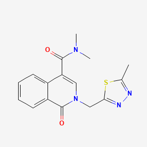molecular formula C16H16N4O2S B7012694 N,N-dimethyl-2-[(5-methyl-1,3,4-thiadiazol-2-yl)methyl]-1-oxoisoquinoline-4-carboxamide 