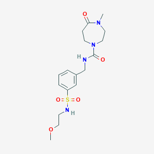 molecular formula C17H26N4O5S B7012704 N-[[3-(2-methoxyethylsulfamoyl)phenyl]methyl]-4-methyl-5-oxo-1,4-diazepane-1-carboxamide 