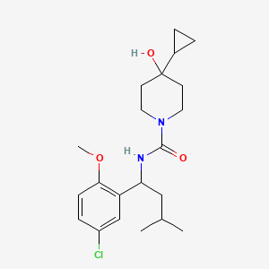 molecular formula C21H31ClN2O3 B7012723 N-[1-(5-chloro-2-methoxyphenyl)-3-methylbutyl]-4-cyclopropyl-4-hydroxypiperidine-1-carboxamide 