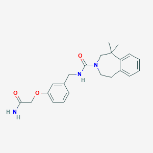 molecular formula C22H27N3O3 B7012813 N-[[3-(2-amino-2-oxoethoxy)phenyl]methyl]-5,5-dimethyl-2,4-dihydro-1H-3-benzazepine-3-carboxamide 