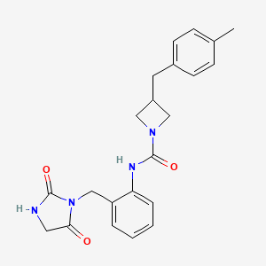 molecular formula C22H24N4O3 B7012894 N-[2-[(2,5-dioxoimidazolidin-1-yl)methyl]phenyl]-3-[(4-methylphenyl)methyl]azetidine-1-carboxamide 