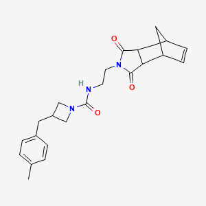 molecular formula C23H27N3O3 B7012897 N-[2-(3,5-dioxo-4-azatricyclo[5.2.1.02,6]dec-8-en-4-yl)ethyl]-3-[(4-methylphenyl)methyl]azetidine-1-carboxamide 