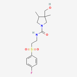 molecular formula C16H23FN2O4S B7012962 N-[2-(4-fluorophenyl)sulfonylethyl]-3-(hydroxymethyl)-3,4-dimethylpyrrolidine-1-carboxamide 