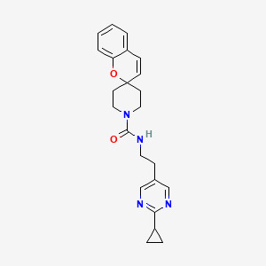 molecular formula C23H26N4O2 B7013044 N-[2-(2-cyclopropylpyrimidin-5-yl)ethyl]spiro[chromene-2,4'-piperidine]-1'-carboxamide 