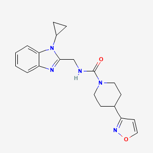 molecular formula C20H23N5O2 B7013184 N-[(1-cyclopropylbenzimidazol-2-yl)methyl]-4-(1,2-oxazol-3-yl)piperidine-1-carboxamide 