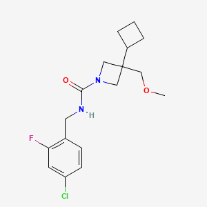 molecular formula C17H22ClFN2O2 B7013204 N-[(4-chloro-2-fluorophenyl)methyl]-3-cyclobutyl-3-(methoxymethyl)azetidine-1-carboxamide 