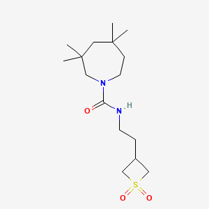 molecular formula C16H30N2O3S B7013222 N-[2-(1,1-dioxothietan-3-yl)ethyl]-3,3,5,5-tetramethylazepane-1-carboxamide 