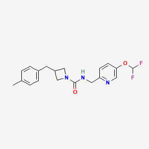molecular formula C19H21F2N3O2 B7013334 N-[[5-(difluoromethoxy)pyridin-2-yl]methyl]-3-[(4-methylphenyl)methyl]azetidine-1-carboxamide 