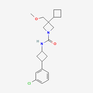 molecular formula C20H27ClN2O2 B7013407 N-[3-(3-chlorophenyl)cyclobutyl]-3-cyclobutyl-3-(methoxymethyl)azetidine-1-carboxamide 
