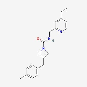 molecular formula C20H25N3O B7013410 N-[(4-ethylpyridin-2-yl)methyl]-3-[(4-methylphenyl)methyl]azetidine-1-carboxamide 
