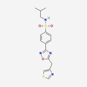 molecular formula C16H18N4O3S2 B7013443 N-(2-methylpropyl)-4-[5-(1,3-thiazol-4-ylmethyl)-1,2,4-oxadiazol-3-yl]benzenesulfonamide 