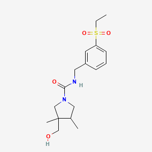 molecular formula C17H26N2O4S B7013451 N-[(3-ethylsulfonylphenyl)methyl]-3-(hydroxymethyl)-3,4-dimethylpyrrolidine-1-carboxamide 