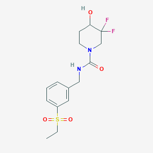 molecular formula C15H20F2N2O4S B7013455 N-[(3-ethylsulfonylphenyl)methyl]-3,3-difluoro-4-hydroxypiperidine-1-carboxamide 