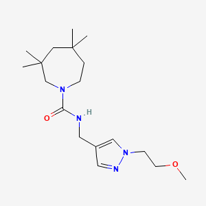 molecular formula C18H32N4O2 B7013458 N-[[1-(2-methoxyethyl)pyrazol-4-yl]methyl]-3,3,5,5-tetramethylazepane-1-carboxamide 
