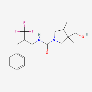 molecular formula C18H25F3N2O2 B7013666 N-(2-benzyl-3,3,3-trifluoropropyl)-3-(hydroxymethyl)-3,4-dimethylpyrrolidine-1-carboxamide 