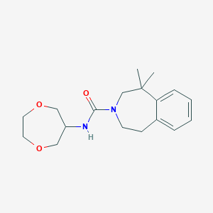 molecular formula C18H26N2O3 B7013690 N-(1,4-dioxepan-6-yl)-5,5-dimethyl-2,4-dihydro-1H-3-benzazepine-3-carboxamide 