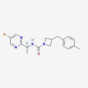 molecular formula C18H21BrN4O B7013696 N-[1-(5-bromopyrimidin-2-yl)ethyl]-3-[(4-methylphenyl)methyl]azetidine-1-carboxamide 
