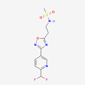 molecular formula C11H12F2N4O3S B7013757 N-[2-[3-[6-(difluoromethyl)pyridin-3-yl]-1,2,4-oxadiazol-5-yl]ethyl]methanesulfonamide 