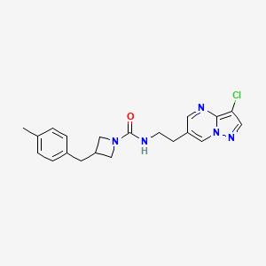 molecular formula C20H22ClN5O B7013870 N-[2-(3-chloropyrazolo[1,5-a]pyrimidin-6-yl)ethyl]-3-[(4-methylphenyl)methyl]azetidine-1-carboxamide 