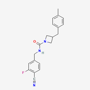 molecular formula C20H20FN3O B7013984 N-[(4-cyano-3-fluorophenyl)methyl]-3-[(4-methylphenyl)methyl]azetidine-1-carboxamide 