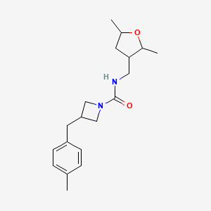 molecular formula C19H28N2O2 B7014038 N-[(2,5-dimethyloxolan-3-yl)methyl]-3-[(4-methylphenyl)methyl]azetidine-1-carboxamide 