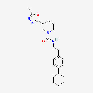 molecular formula C23H32N4O2 B7014269 N-[2-(4-cyclohexylphenyl)ethyl]-3-(5-methyl-1,3,4-oxadiazol-2-yl)piperidine-1-carboxamide 