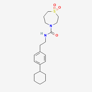 molecular formula C20H30N2O3S B7014285 N-[2-(4-cyclohexylphenyl)ethyl]-1,1-dioxo-1,4-thiazepane-4-carboxamide 