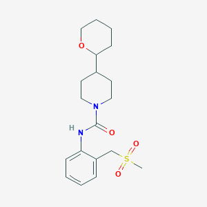 molecular formula C19H28N2O4S B7014438 N-[2-(methylsulfonylmethyl)phenyl]-4-(oxan-2-yl)piperidine-1-carboxamide 