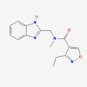 molecular formula C15H16N4O2 B7014478 N-(1H-benzimidazol-2-ylmethyl)-3-ethyl-N-methyl-1,2-oxazole-4-carboxamide 