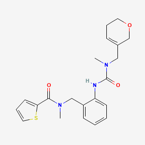 molecular formula C21H25N3O3S B7014650 N-[[2-[[3,6-dihydro-2H-pyran-5-ylmethyl(methyl)carbamoyl]amino]phenyl]methyl]-N-methylthiophene-2-carboxamide 