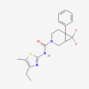 molecular formula C19H21F2N3OS B7014723 N-(4-ethyl-5-methyl-1,3-thiazol-2-yl)-7,7-difluoro-6-phenyl-3-azabicyclo[4.1.0]heptane-3-carboxamide 