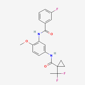 molecular formula C20H19F3N2O3 B7014921 N-[5-[[1-(1,1-difluoroethyl)cyclopropanecarbonyl]amino]-2-methoxyphenyl]-3-fluorobenzamide 