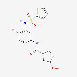 molecular formula C17H19FN2O4S2 B7015056 N-[4-fluoro-3-(thiophen-2-ylsulfonylamino)phenyl]-3-methoxycyclopentane-1-carboxamide 