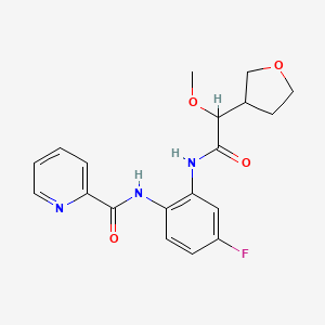 molecular formula C19H20FN3O4 B7015068 N-[4-fluoro-2-[[2-methoxy-2-(oxolan-3-yl)acetyl]amino]phenyl]pyridine-2-carboxamide 