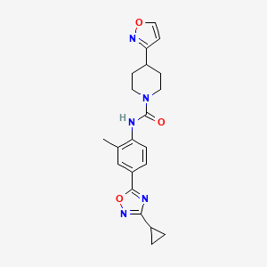 molecular formula C21H23N5O3 B7015136 N-[4-(3-cyclopropyl-1,2,4-oxadiazol-5-yl)-2-methylphenyl]-4-(1,2-oxazol-3-yl)piperidine-1-carboxamide 