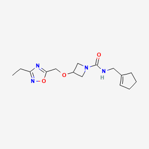 molecular formula C15H22N4O3 B7015406 N-(cyclopenten-1-ylmethyl)-3-[(3-ethyl-1,2,4-oxadiazol-5-yl)methoxy]azetidine-1-carboxamide 