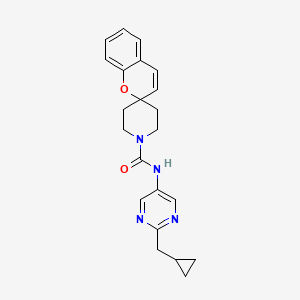 molecular formula C22H24N4O2 B7015501 N-[2-(cyclopropylmethyl)pyrimidin-5-yl]spiro[chromene-2,4'-piperidine]-1'-carboxamide 
