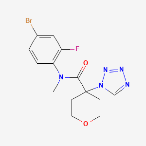molecular formula C14H15BrFN5O2 B7015598 N-(4-bromo-2-fluorophenyl)-N-methyl-4-(tetrazol-1-yl)oxane-4-carboxamide 