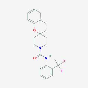 molecular formula C22H22F2N2O2 B7015700 N-[2-(1,1-difluoroethyl)phenyl]spiro[chromene-2,4'-piperidine]-1'-carboxamide 